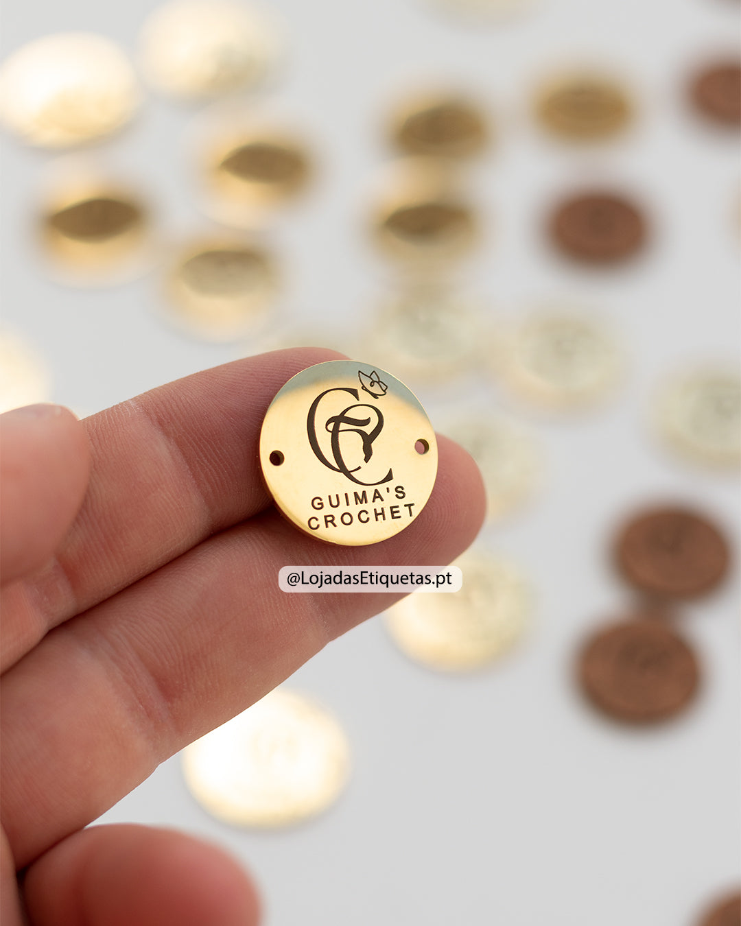 Etiqueta em Aço Inoxidável Redonda 2 Furos