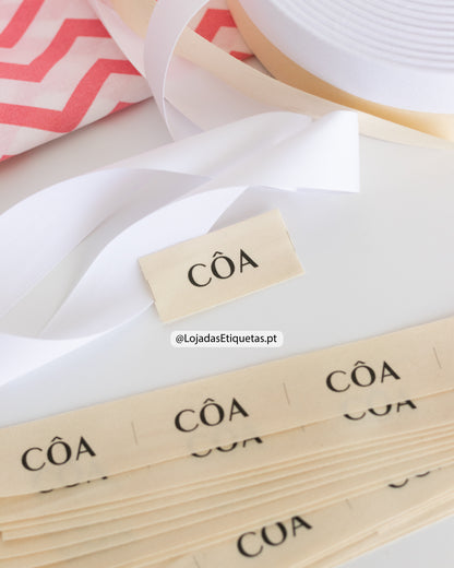 Etiquetas para roupa em algodão cru com logotipo