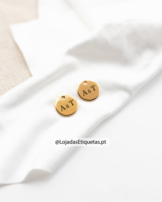 Etiqueta personalizada em aço inoxidável. Medalha redonda Pendente em aço inoxidável personalizável com logotipo. 