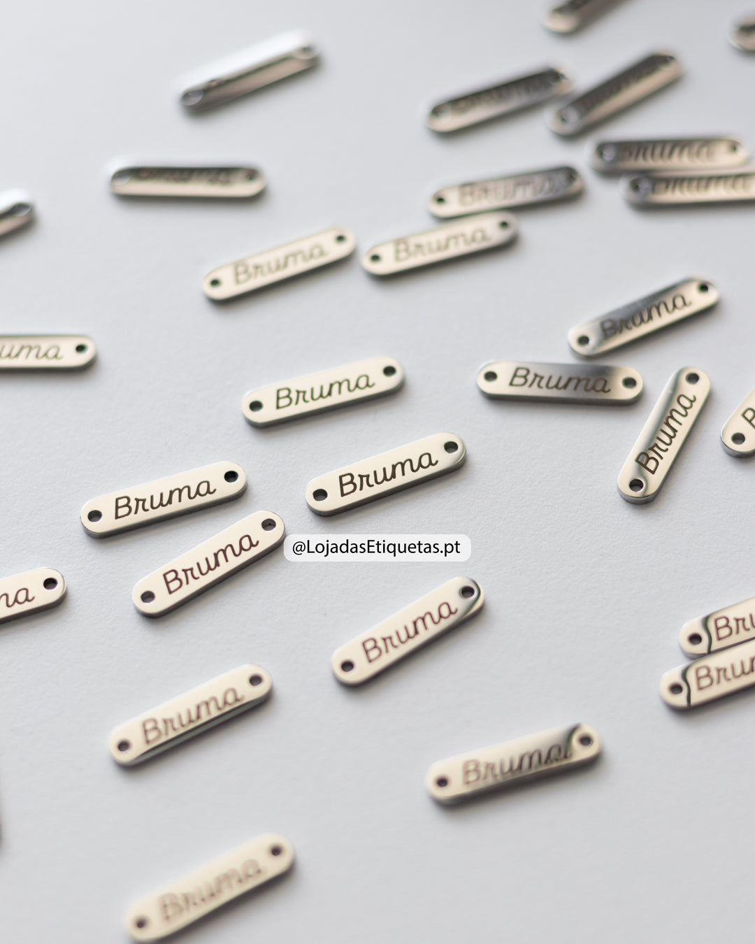 Etiqueta em Aço Inoxidável Retangular Cantos Arredondados