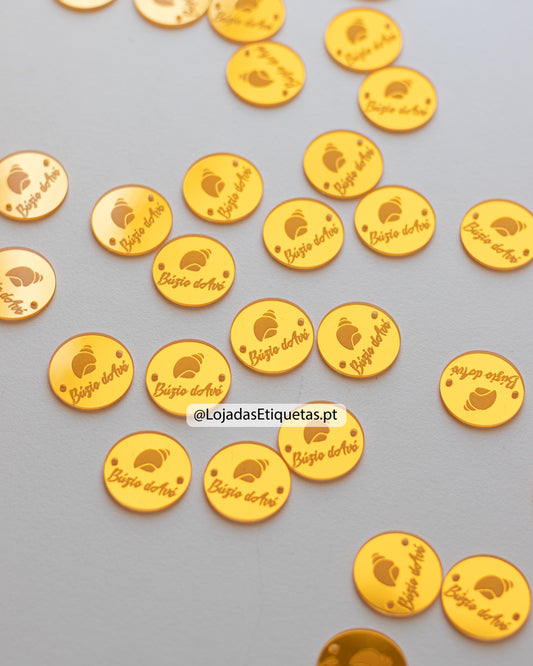 Etiquetas em Acrílico Espelhado Redondas | Ovais